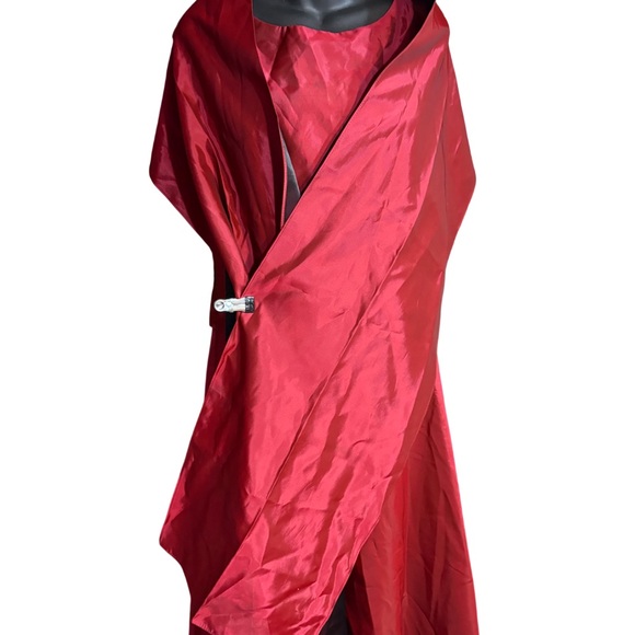 red two-piece formal gown is a vintage set by JS Collections size 14 formal - Picture 2 of 10